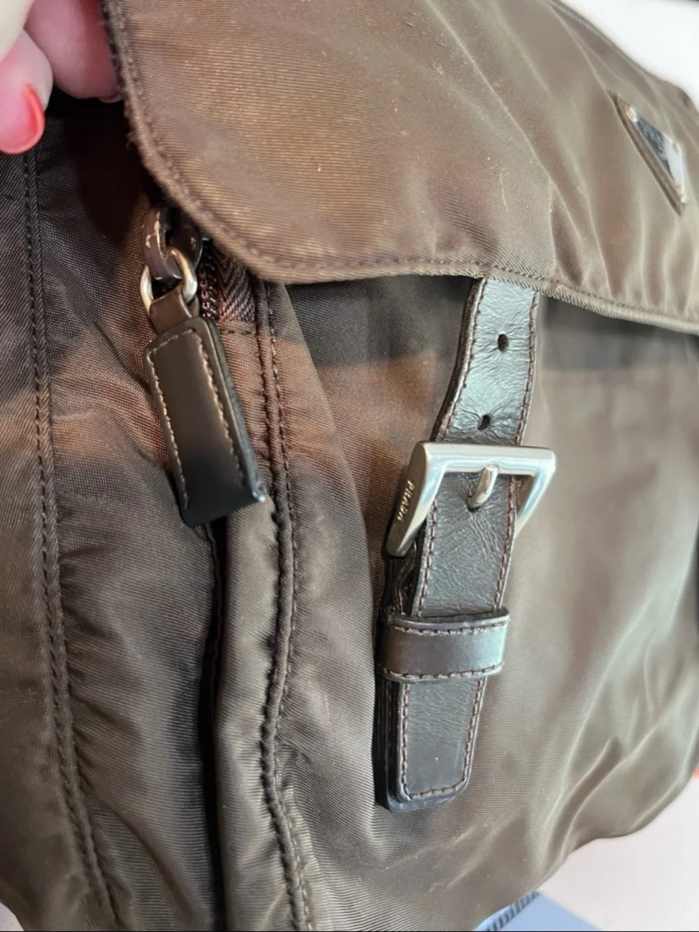 Prada Dark Brown Nylon Crossbody Messenger Bag